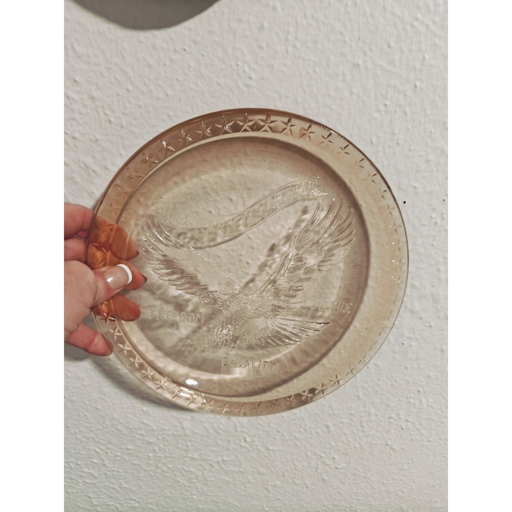 Vintage Pink Depression Glass Year Of The eagle‎ Plate